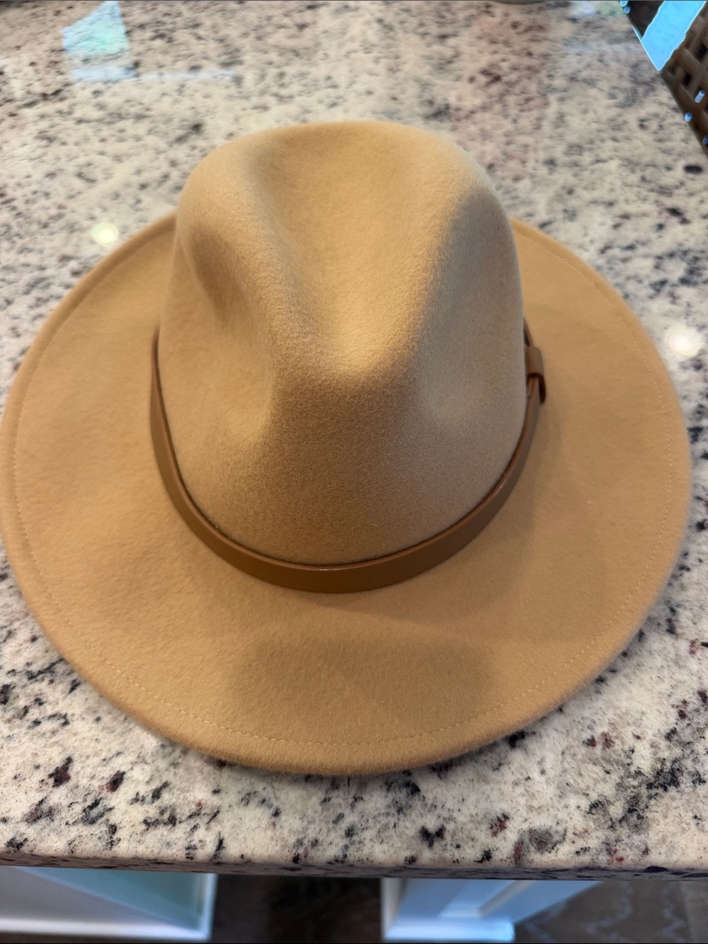 NWT Loft Womens Wide-Brim Felt Fedora Hat in Camel Size M/L